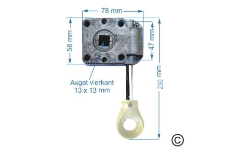 Oogwindwerk verlengde as - lengte 230 mm - WIT